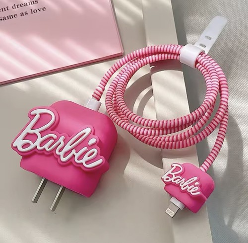 Pink Barbie Cute Data Cable Protective Cover for IPhone 20W Girl Heart