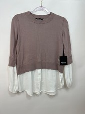 Simply Vera Vera Wang Rose Pink Sweater w Blouse NWT Org $58 Womens Size S