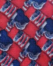 J. Garcia Collectors Edtn Silk Tie Red Blue Grey Geometric Artistic 56" REPAIR