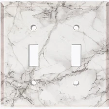 Metal Light Switch Cover Wall Plate Kitchen Marble White Pattern Tile MAR071