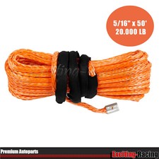 Orange 516 X 50 20000lb Capacity Synthetic Winch Rope Line Cable Atv Utv