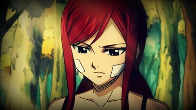 Anime fairy tail scarlet erza redhead dark eyes face Gaming Mat Desk Pad