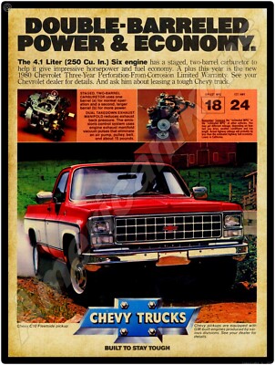 1980 Chevrolet Trucks NEW Metal Sign: C10 Fleetside Pickup Truck Featured
