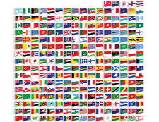 .5 inch tall WAVING: Sheet of 256 Countries WORLD Flag Stickers scrapbook