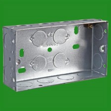 4x 35mm Deep 2 Gang Galvanised Steel Wall Recessed Socket Installation Back Box