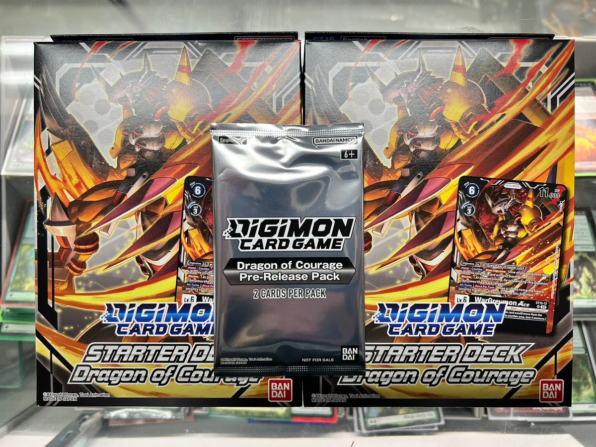 DIGIMON CARD GAME: DRAGON OF COURAGE ST-15 x2 W\ Promo Pack DIGIMON CARD GAME: DRAGON OF COURAGE ST-15 x2 W\ Promo Pack