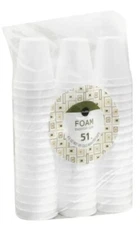 MINI (8.5 fl. oz.) FOAM CUPS (FOR HOT & COLD DRINKS)-51 PIECES.....WITH NO LIDS!