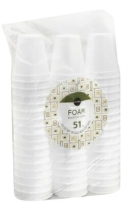 MINI (8.5 fl. oz.) FOAM CUPS (FOR HOT & COLD DRINKS)-51 PIECES.....WITH NO LIDS!