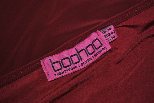 Boohoo Burgundy One Shoulder Stylish Trendy Bodycon Party & Evening Dress UK 14 - Picture 9 of 11