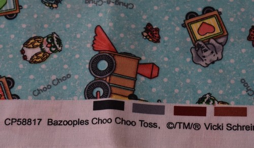 3 yards x 41" 100% cotton Bazooples Choo Choo toss train bear Springs Creative - Picture 2 of 3