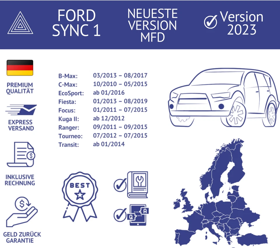 NEU Ford MFD V12 SD Karte Navi B-Max C-Max Focus Transit Kuga - Bild 2 von 4