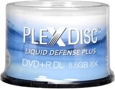 50 PC PlexDisc 8X 8.5 GB DVD+R DL Water Resistant White Inkjet Printable 608-C04