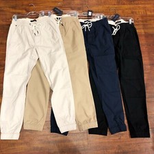 NWT Tommy Hilfiger Men's Pull-on Cotton Chino Pants Drawstring Waist Joggers NEW