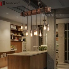 44" 10-Lights Rustic Farmhouse Furniture Wood Chandelier Pendant Lighting Fixtur