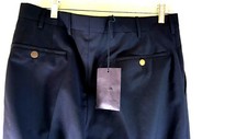 Prada Milano Mens Flat Front Dress Pants 32x31 Black 84% Virgin wool solid NWD