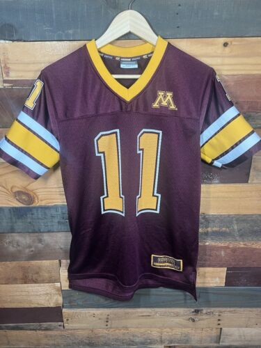 Vintage Minnesota Gophers NCAA Maroon Red Football Boys Jersey Size L Colosseum