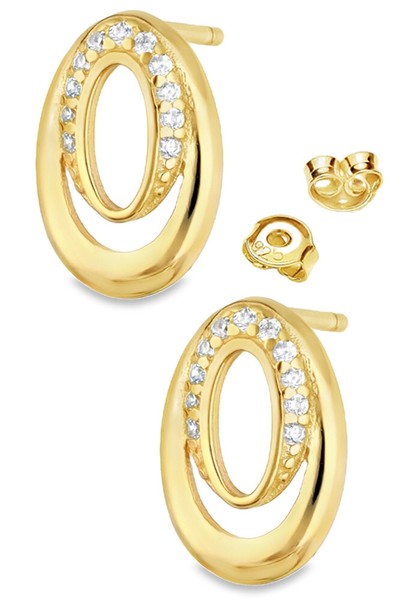 Ohrringe 925 Sterling Silber 18K Gold Vergoldet Damen Frauen Ohrstecker Geschenk-image