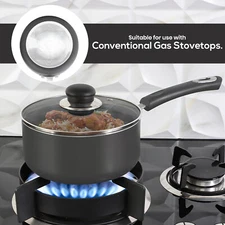 Nonstick Sauce Pan Set with Lid,1-Quart and2-Quart Stock Pot Sets,Gray and Black