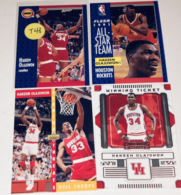 Hakeem Olajuwon Houston Rockets Lot Of 4 Baskeball Card Member HOF T43