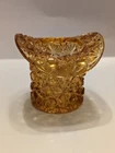 Vintage Fenton Amber Daisy and Button Glass Top Hat 2.5"