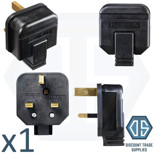 Spina in gomma nera superiore resistente Permaplug 13 Amp fusa 3 pin x1 x5 x10 x20 - Foto 2 di 6