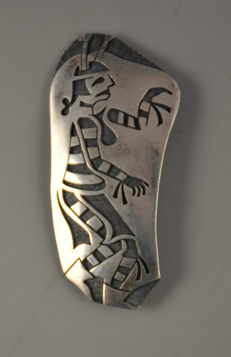 Mitchell Sockyma - Vintage Hopi Sterling Silver Pin Koshare Clown