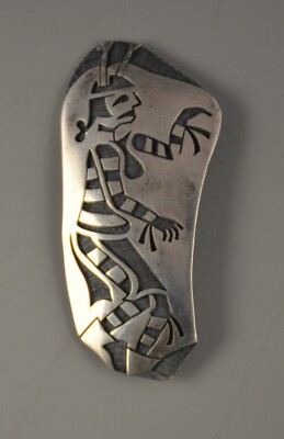 22号　silver925 used archive 90s hopi ココペリ Mitchell Sockyma - Vintage Hopi Sterling Silver Pin Koshare Clown