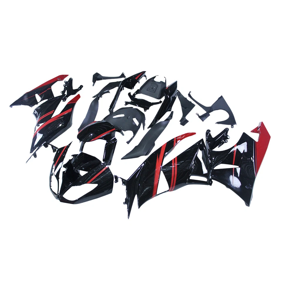 Kit de carenados ABS para Kawasaki Ninja ZX6R 2009 2010 2011 2012 kit de carrocería rojo negro Foto 2 de 4