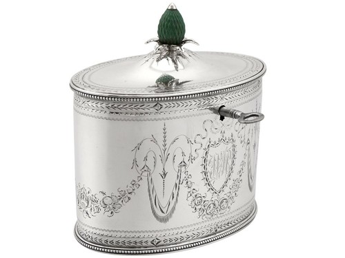 Georgische Sterlingsilber verschließbare Teedose von Henry Chawner 1786 - Bild 4 von 12
