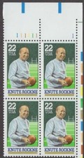 Scott # 2376 - US Plate Block Of 4 - Knute Rockne - MNH - 1988