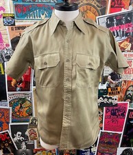 Vtg 50s-60s Khaki Sanforized Bendone Regulation Army Uniform Gabardine Shirt