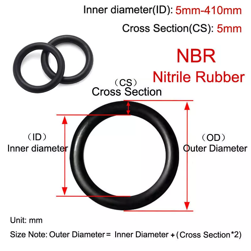 5mm Cross Section Metric Nitrile Rubber O Ring 5mm-410mm ID Oring