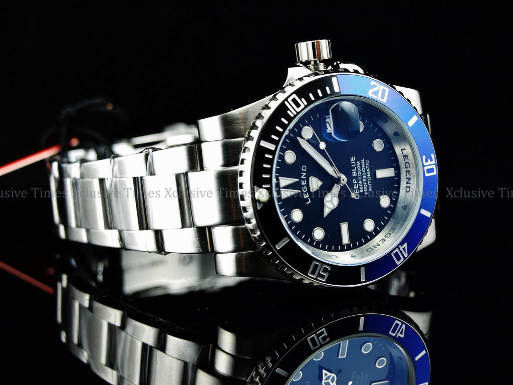 Legend Men 200m Deep Blue Batman Diver Automatic Sapphitek Black