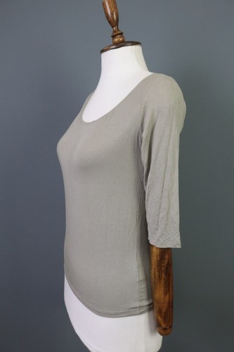 SARAH PACIN Gray Bodycon Stretch Long Sleeve Top Shirt Size 2 - Picture 5 of 14