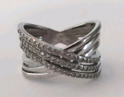 Sterling Silber Diamant X Ring Größe 8