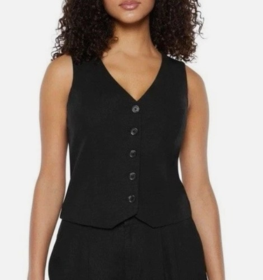 #ad Express Women#x27;s Classic Fit V Neck Button Up Linen Vest Size MED🎈NEW WITH TAGS $16.95