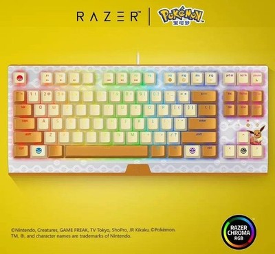 Razer x Pokémon Eevee BlackWidow TKL Keyboard Green Switch Wired Rare