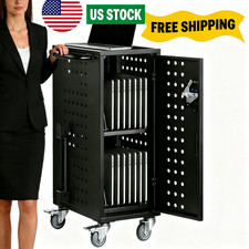 16 Laptop Charging Cart with Charging Station Cart for 15.6" Devices Lock,
