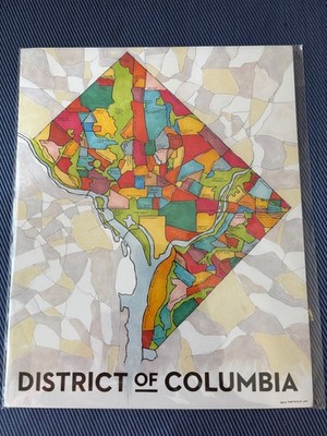 Terratorie Brand Art Print Multicolor Map of District of Columbia, 8x10, New