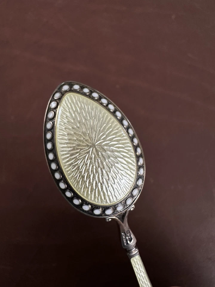 "Cuchara Demitasse antigua Watson de plata esterlina esmalte amarillo claro 4-1/2""" Foto 2 de 4