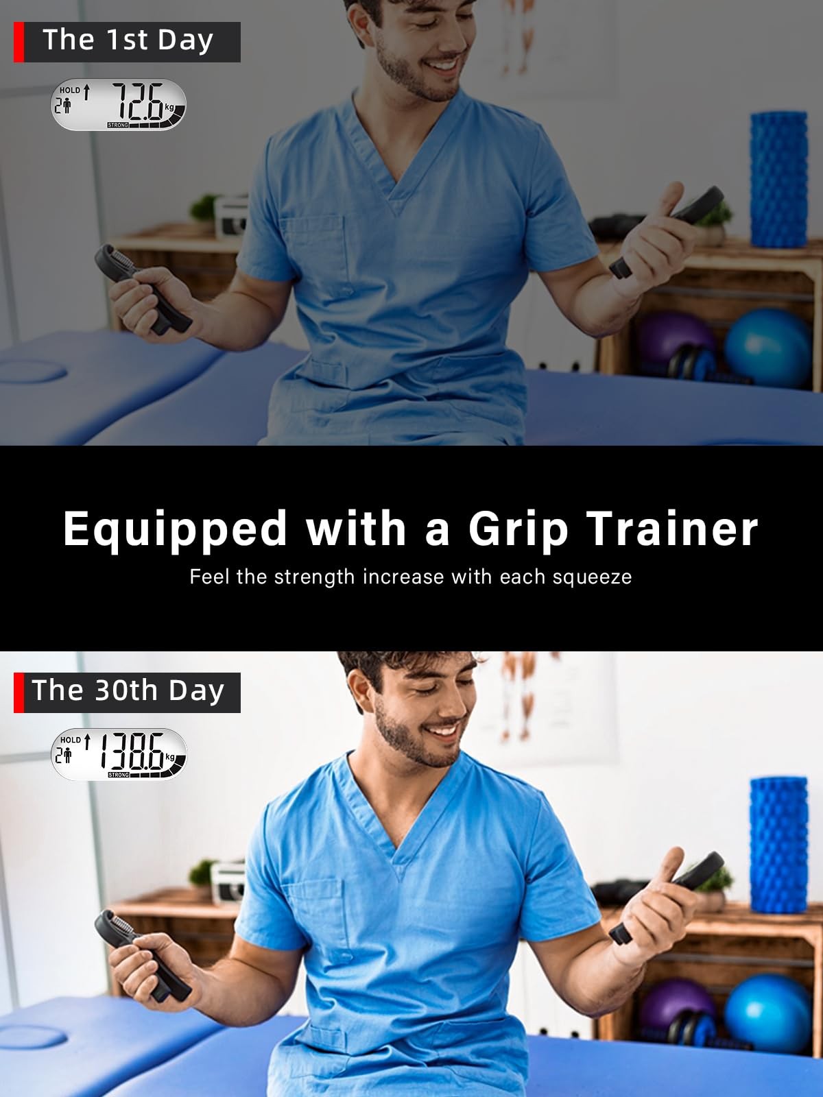 	Grip Strength Tester Trainer - Electronic Hand Dynamometer of 400lbs/180kg &	