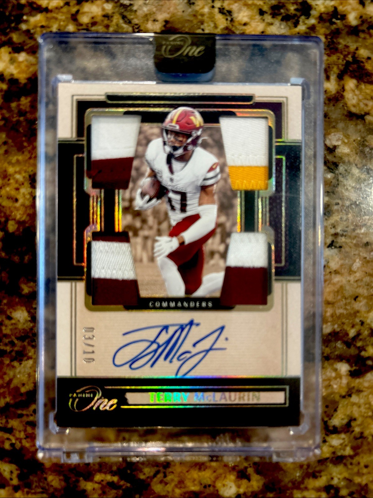 2024 Panini Donruss Terry McLaurin 4 Patches Three Colors With Auto Number3/10 view 1