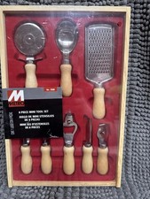 Metro - 8 Pc Mini Tool Set - Stainless Steel w/Wood Handles - Sealed In Wood Box