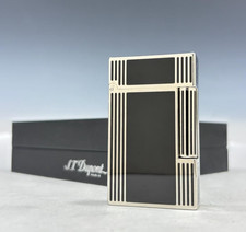 S.T. Dupont Ligne Line 2 Black Silver Gas Lighter with Box Tested  Working