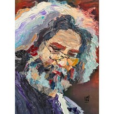 Original Jerry Garcia Abstract Palette Knife Painting Art Grateful Dead 12x16"