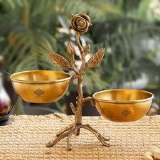Brass Decorative Dry Fruit Bowls with Tree Design Height 9.3 Inches