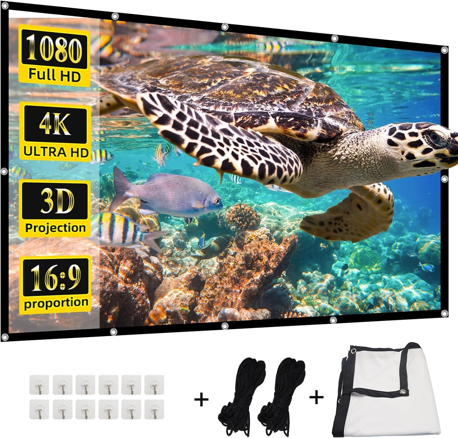 Projector Screen,HUANYINGBJB 4K 16:9 HD Rear Front Screen Foldable... 