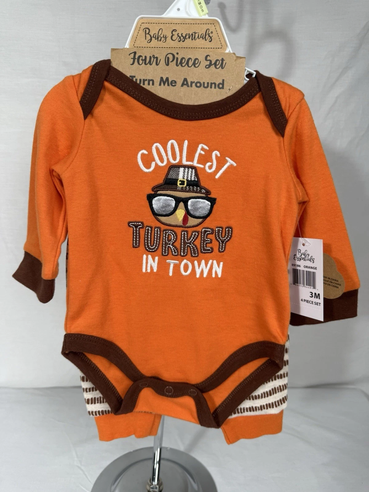 😎😎😎NWT BABY 3MO ESSENTIALS “COOLEST TURKEY IN TOWN”THANKSGIVING Outfit 4PC