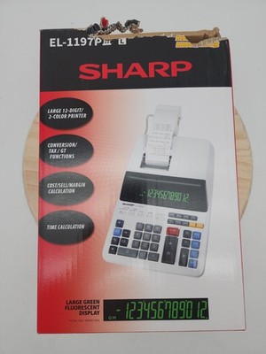 Sharp EL-1197PIII L Heavy Duty 12-Digit 2-Color Printing Calculator Open Box
