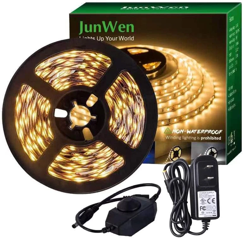 20FT LED Strip Light Warm White 360 LED Beads,12V Soft Dimmable Warm Lights Stri